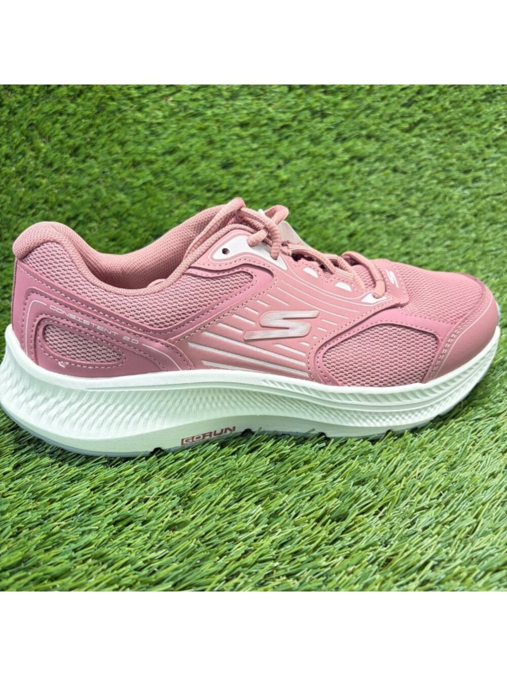 Skechers Go Run Consistent 2.0 Womens Size 8 Mauve White Running Shoes Sneakers